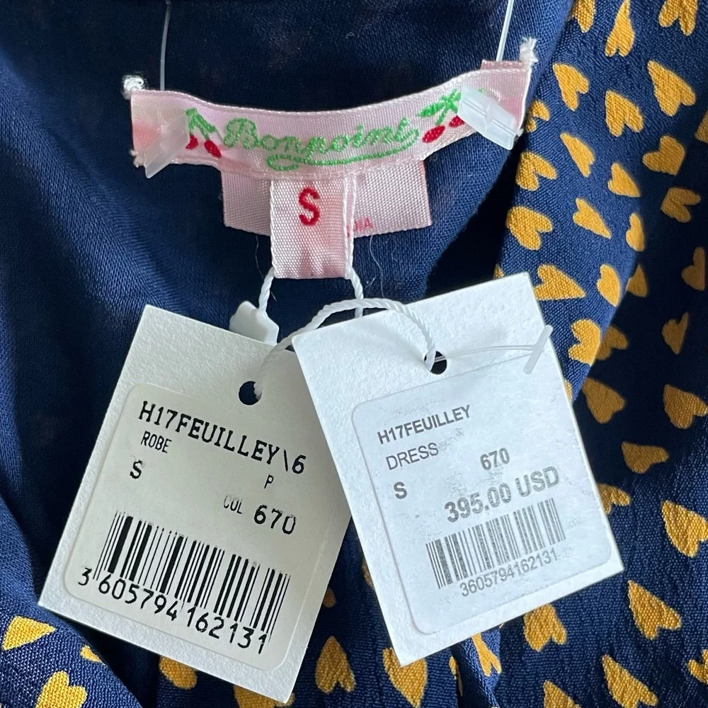 NWT Bonpoint $395 Navy Heart Dress Small Sample - Picture 9 of 11